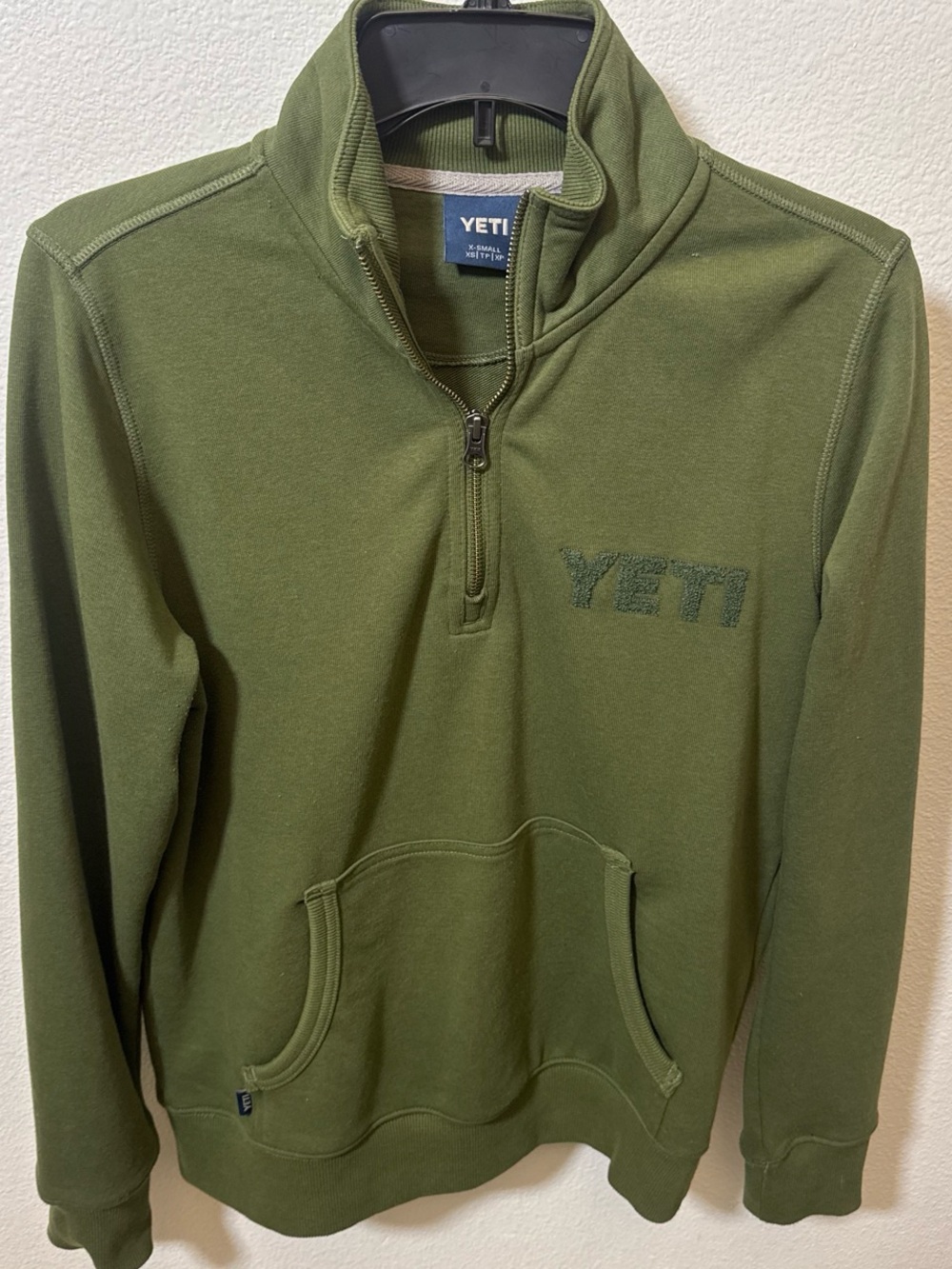 YETI Men’s Olive Green Quarter-Zip Fleece Pullover XS